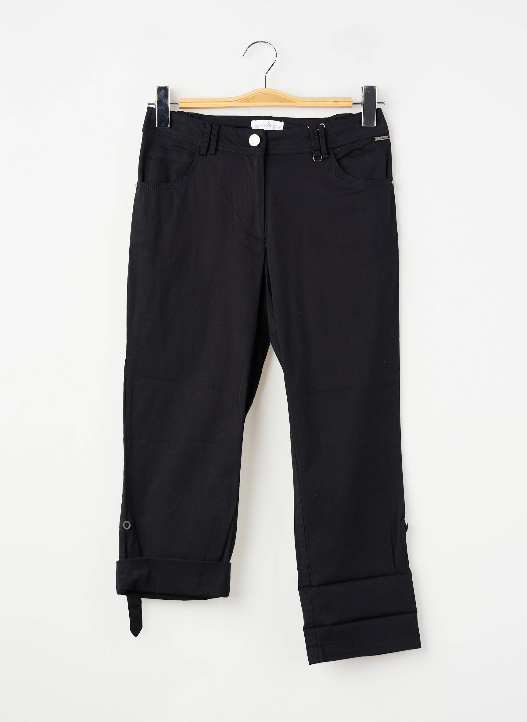 Pantalon trei sferturi elasticitate mărime normală negru AGATHE & LOUISE femeie