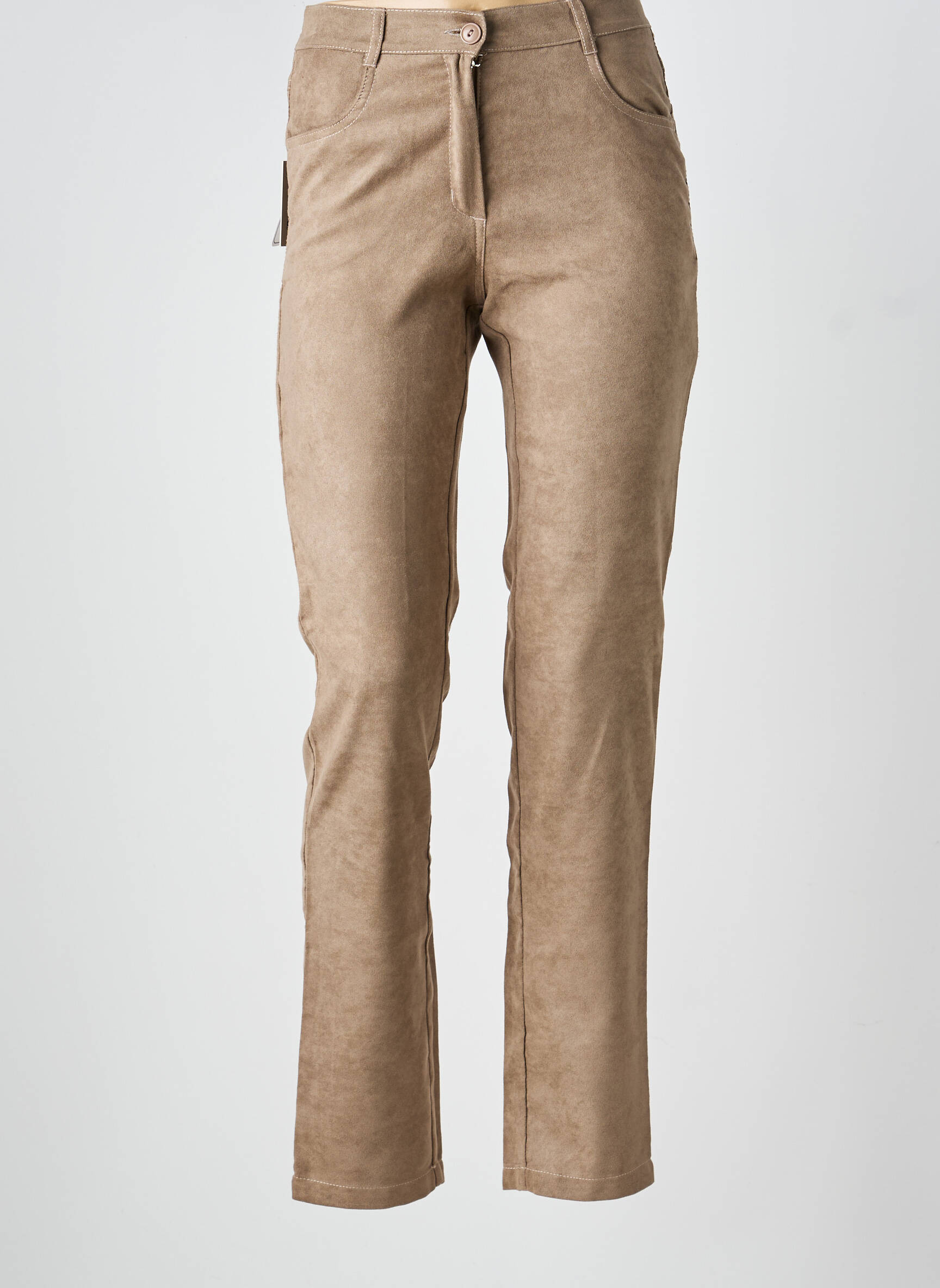 Pantalon slim talie înaltă talie înaltă maro FREDA femeie