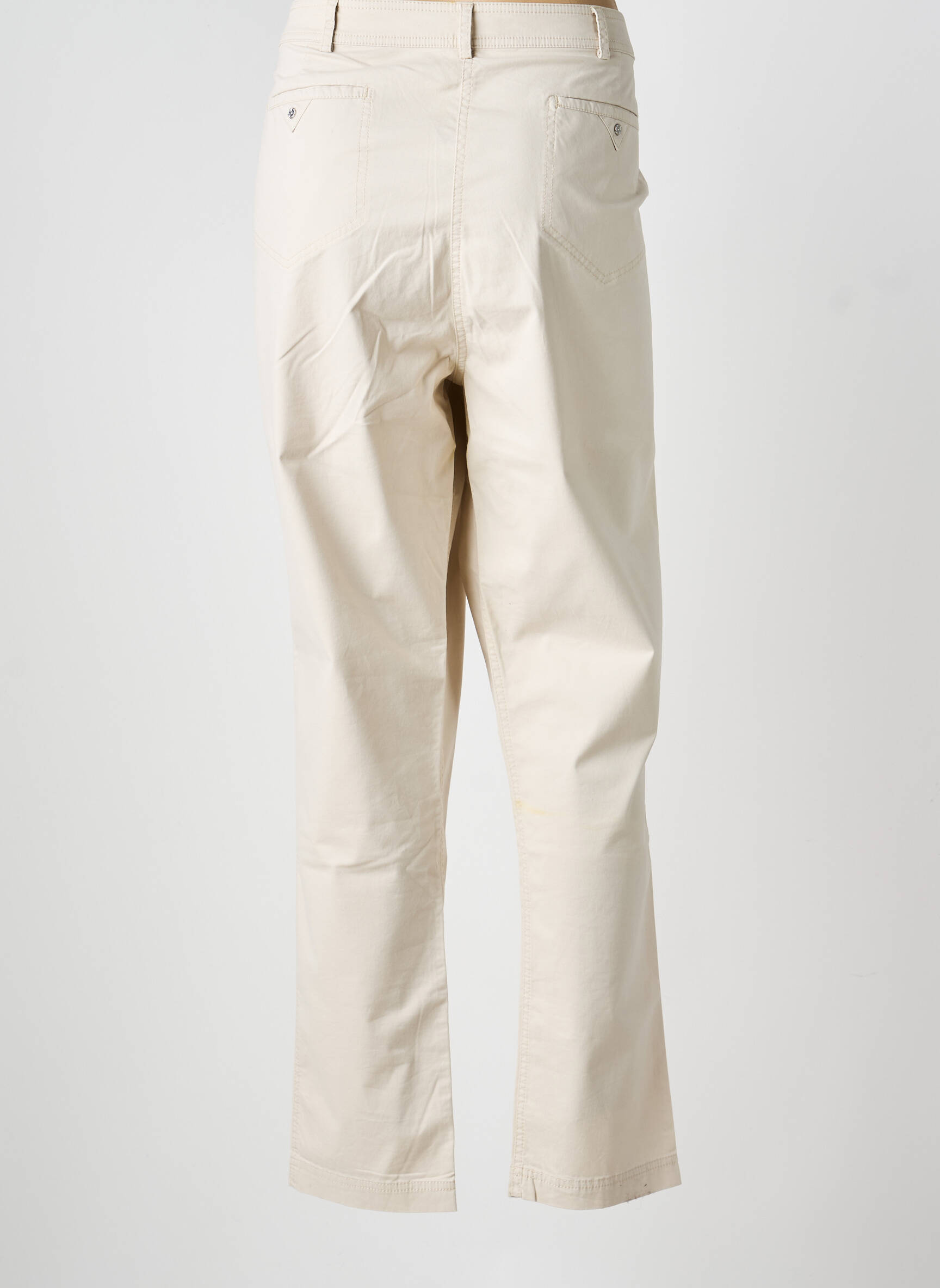 Pantalon chino țesătură poplin mărime normală bej EL INTERNATIONALE femeie