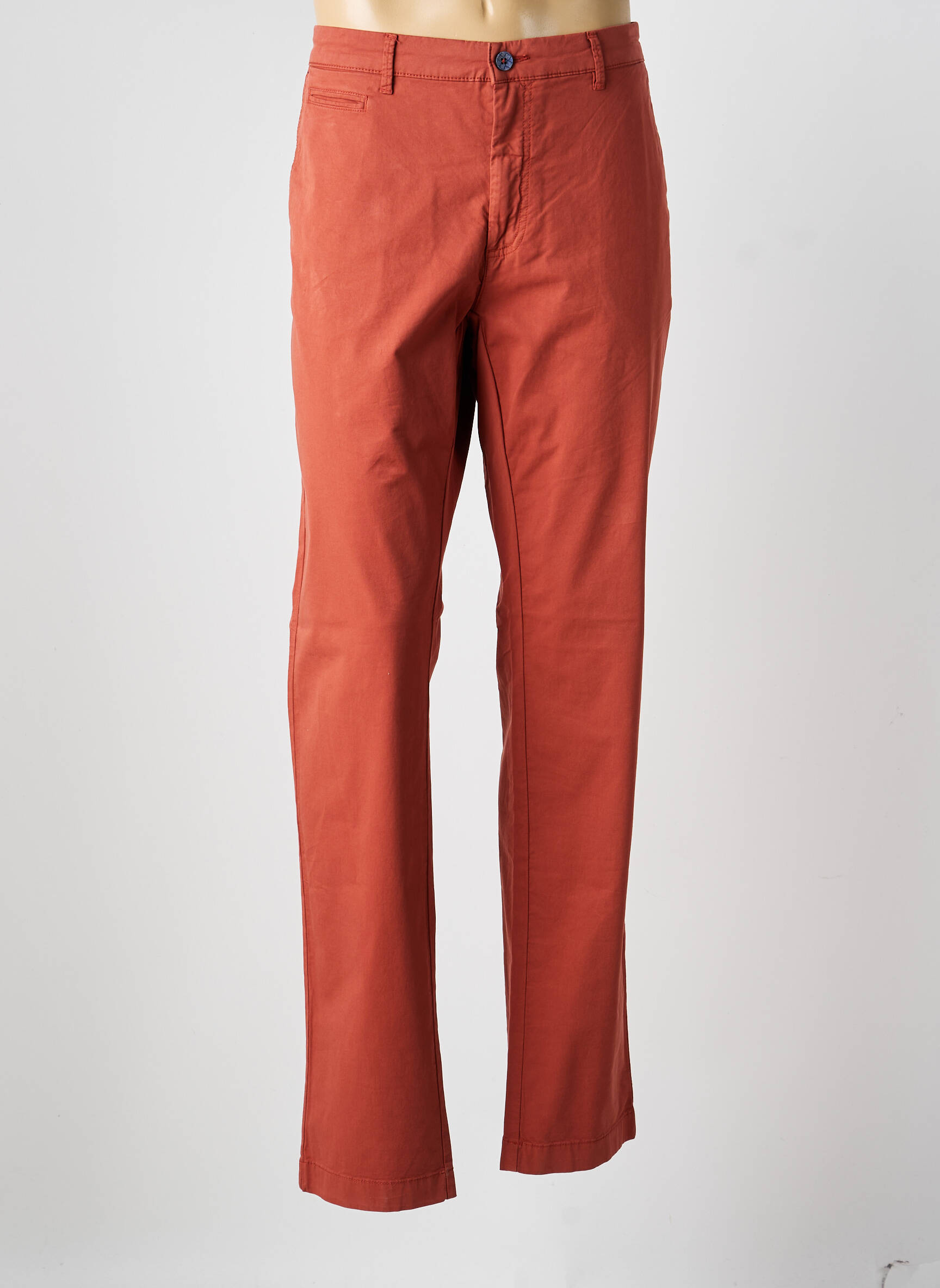 Pantalon chino țesătură poplin mărime normală portocalie EMYLE bărbat