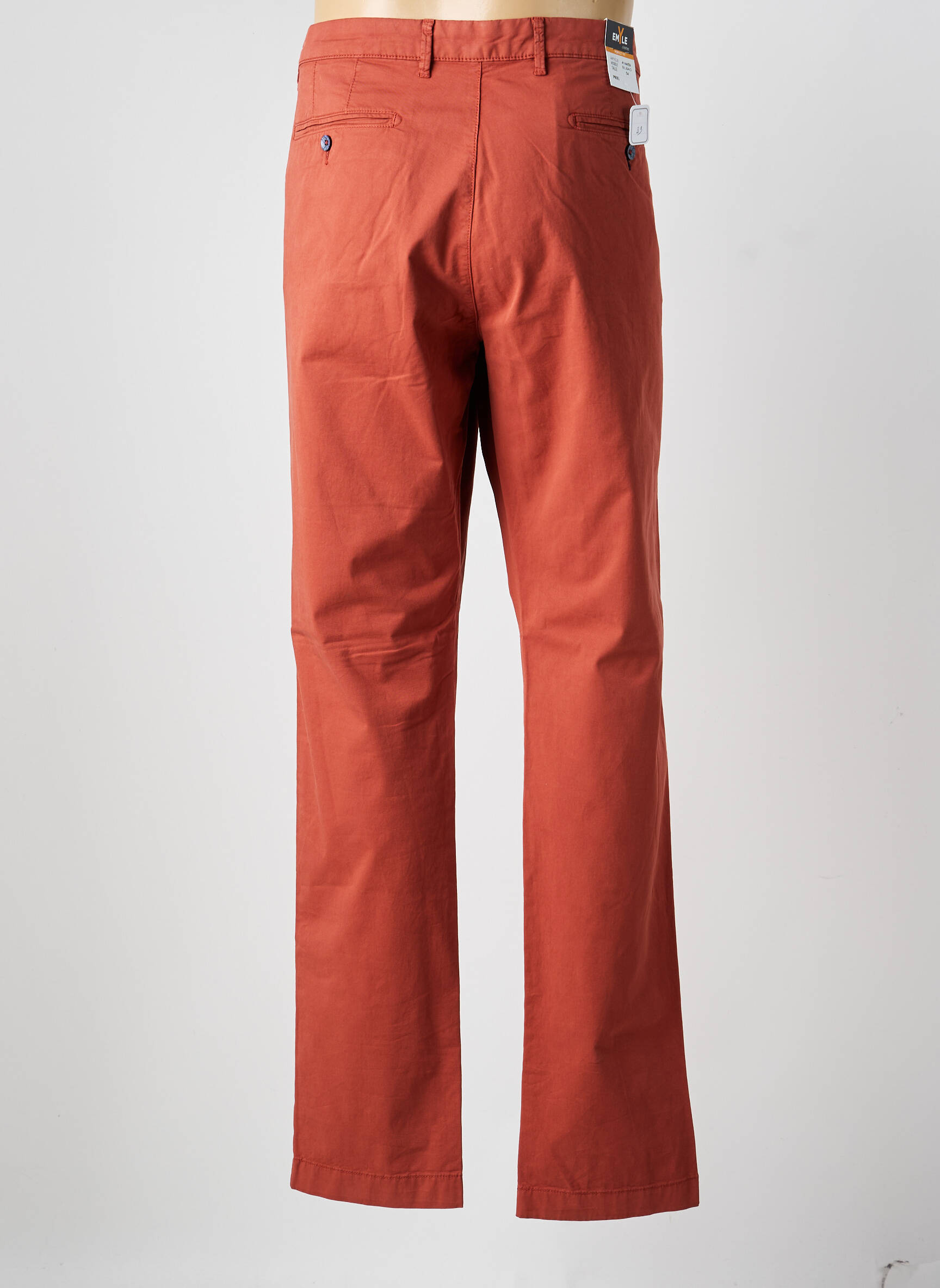 Pantalon chino țesătură poplin mărime normală portocalie EMYLE bărbat