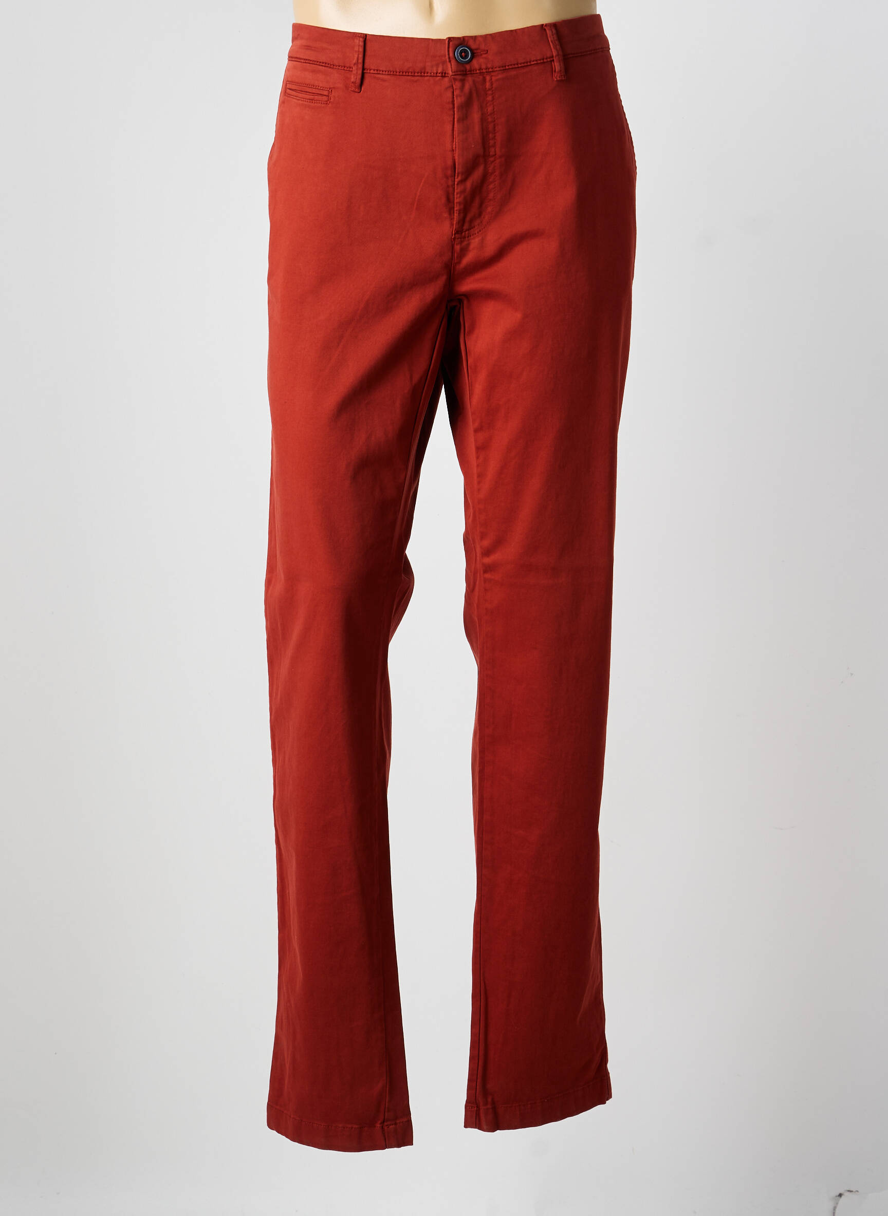Pantalon chino țesătură poplin mărime normală portocalie EMYLE bărbat
