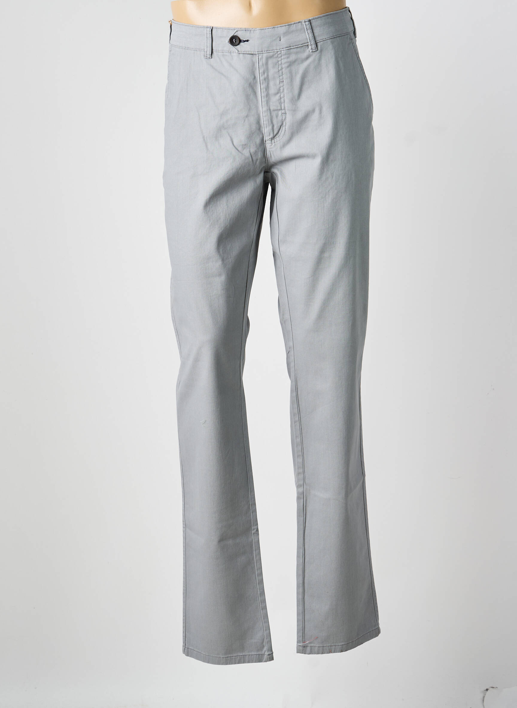 Pantalon chino țesătură poplin mărime normală gri EMYLE bărbat