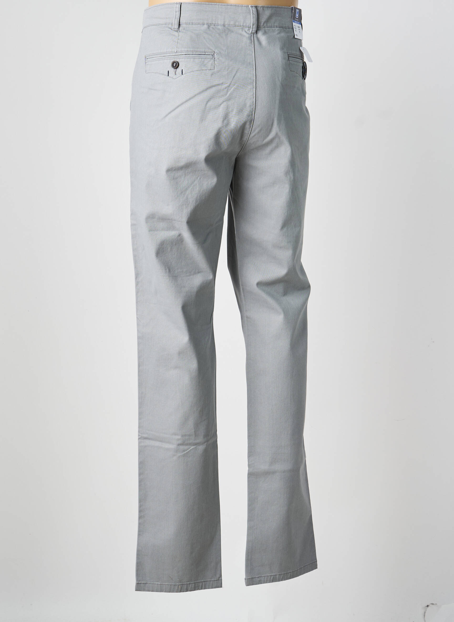 Pantalon chino țesătură poplin mărime normală gri EMYLE bărbat