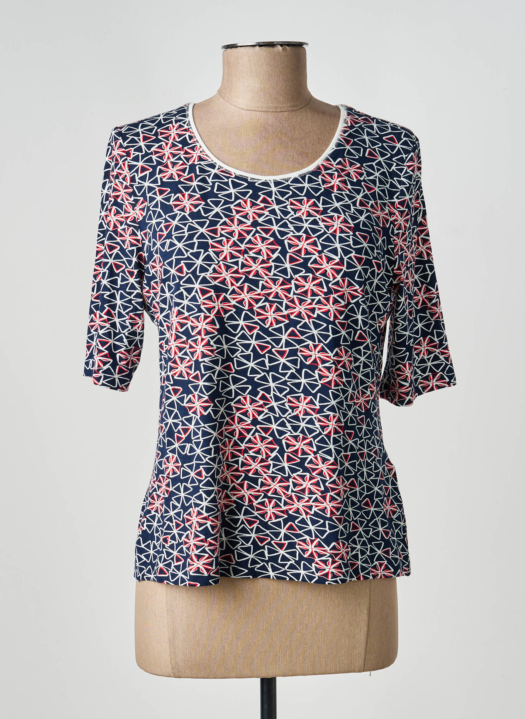 Tricou imprimeu fantezie mâneci scurte albastru BARBARA LEBEK femeie