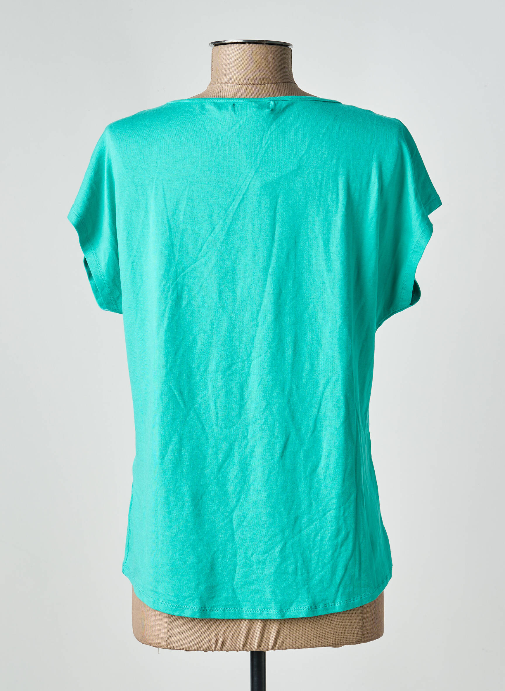Tricou serigrafie cu strasuri mâneci scurte albastru GALMALLA femeie
