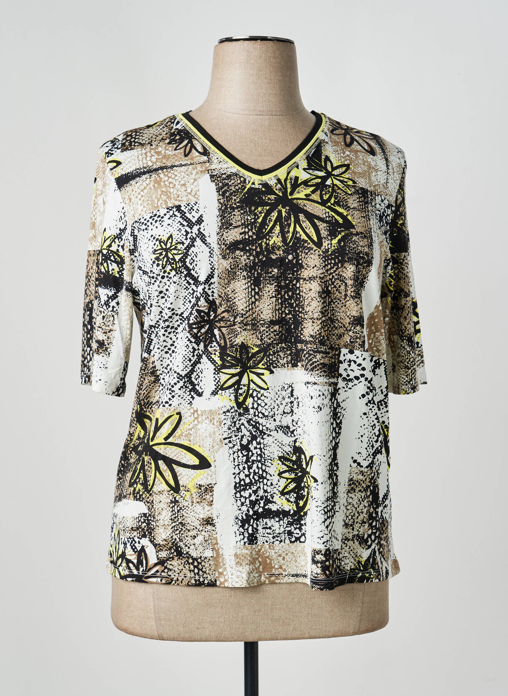 Tricou guler în v mâneci scurte negru BARBARA LEBEK femeie