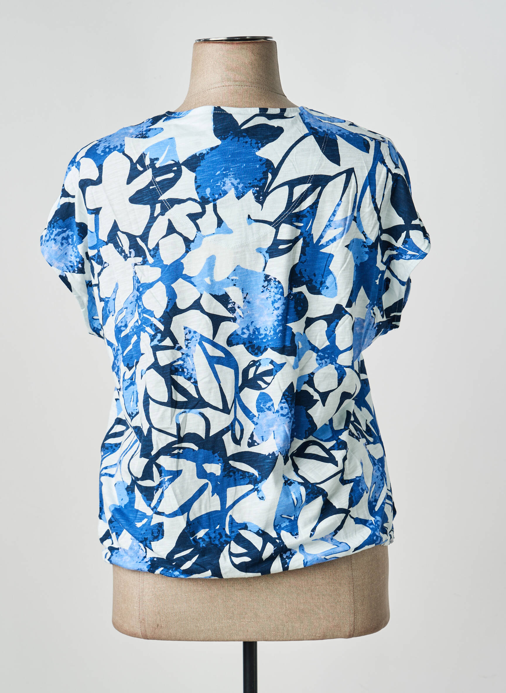 Tricou guler în v mâneci scurte albastru BARBARA LEBEK femeie
