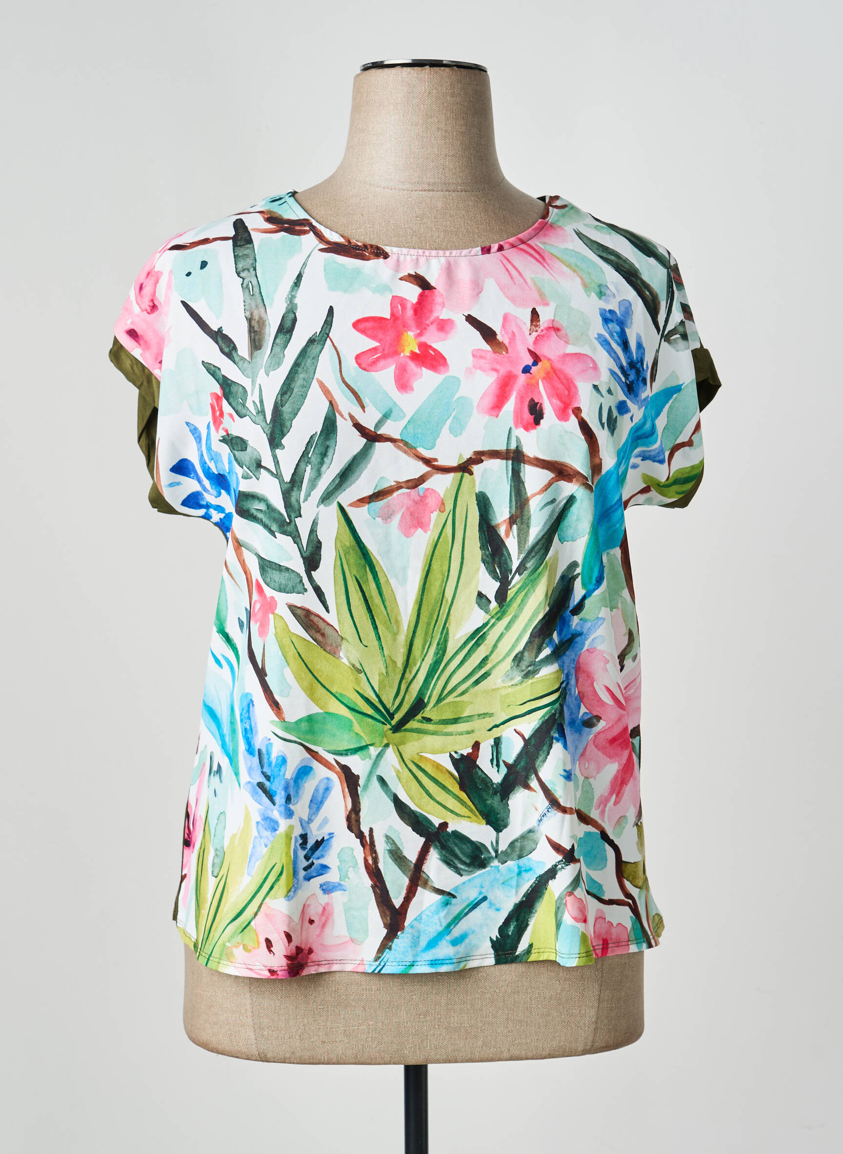 Tricou croială cambrată mâneci scurte verde MINO MORA femeie