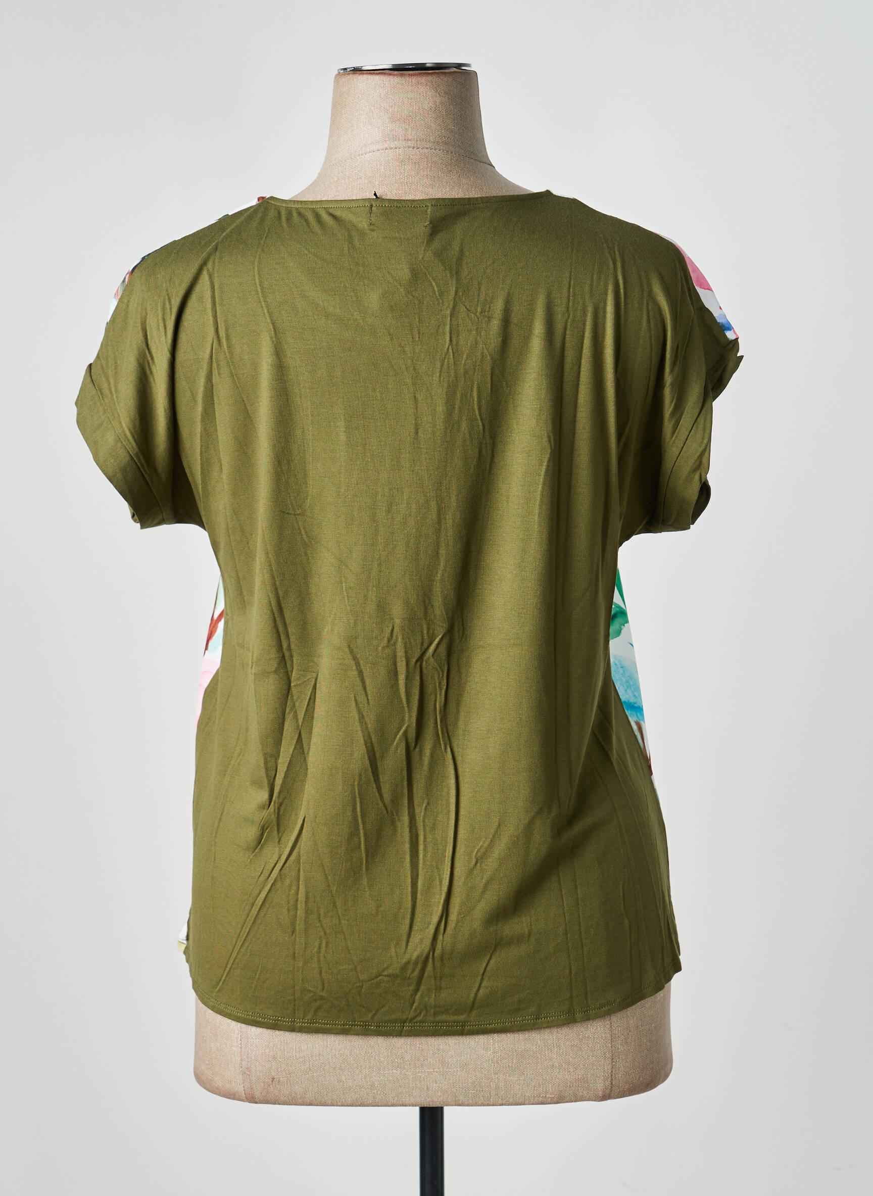 Tricou croială cambrată mâneci scurte verde MINO MORA femeie