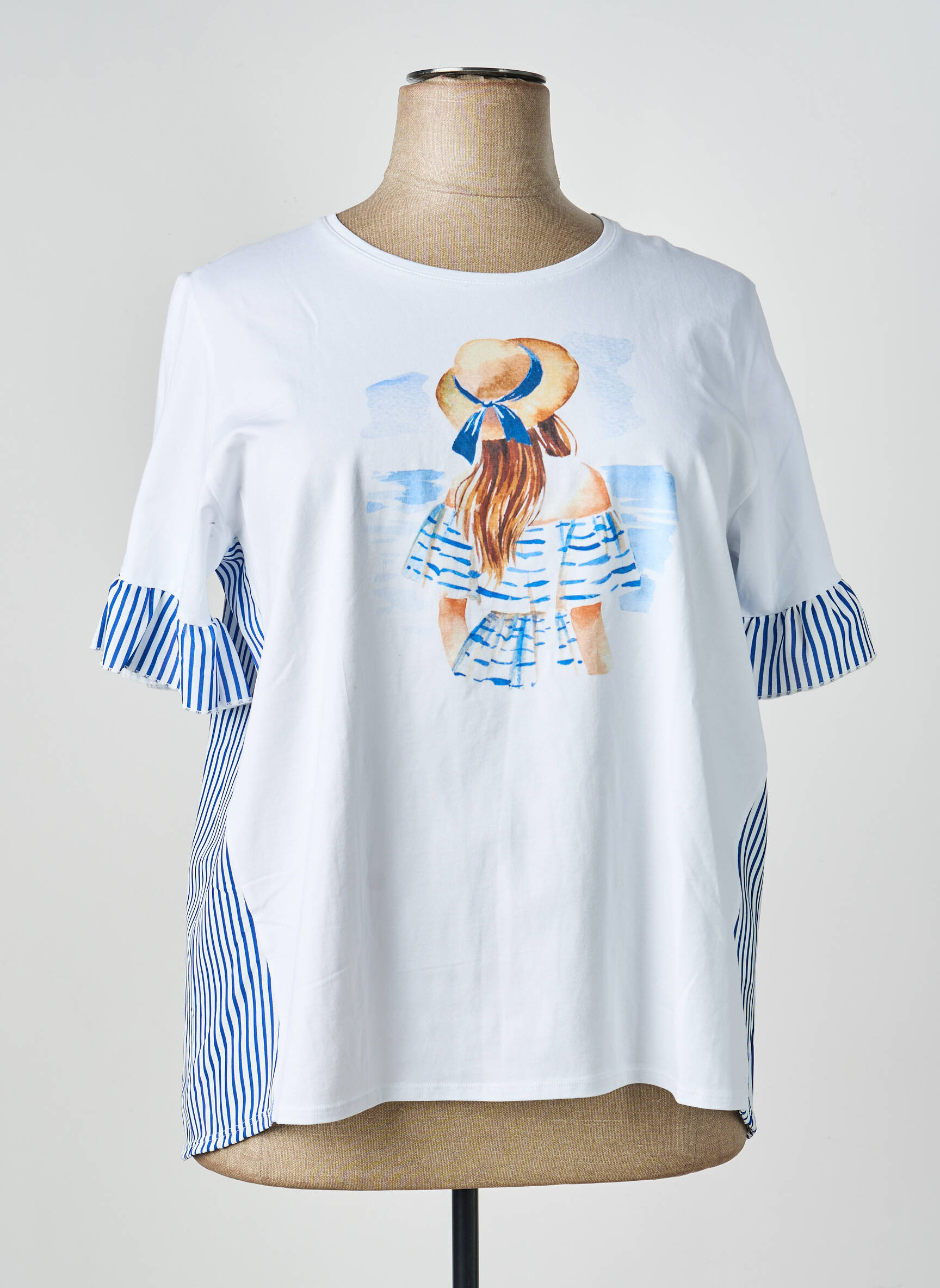 Tricou elasticitate mâneci scurte albastru GALMALLA femeie