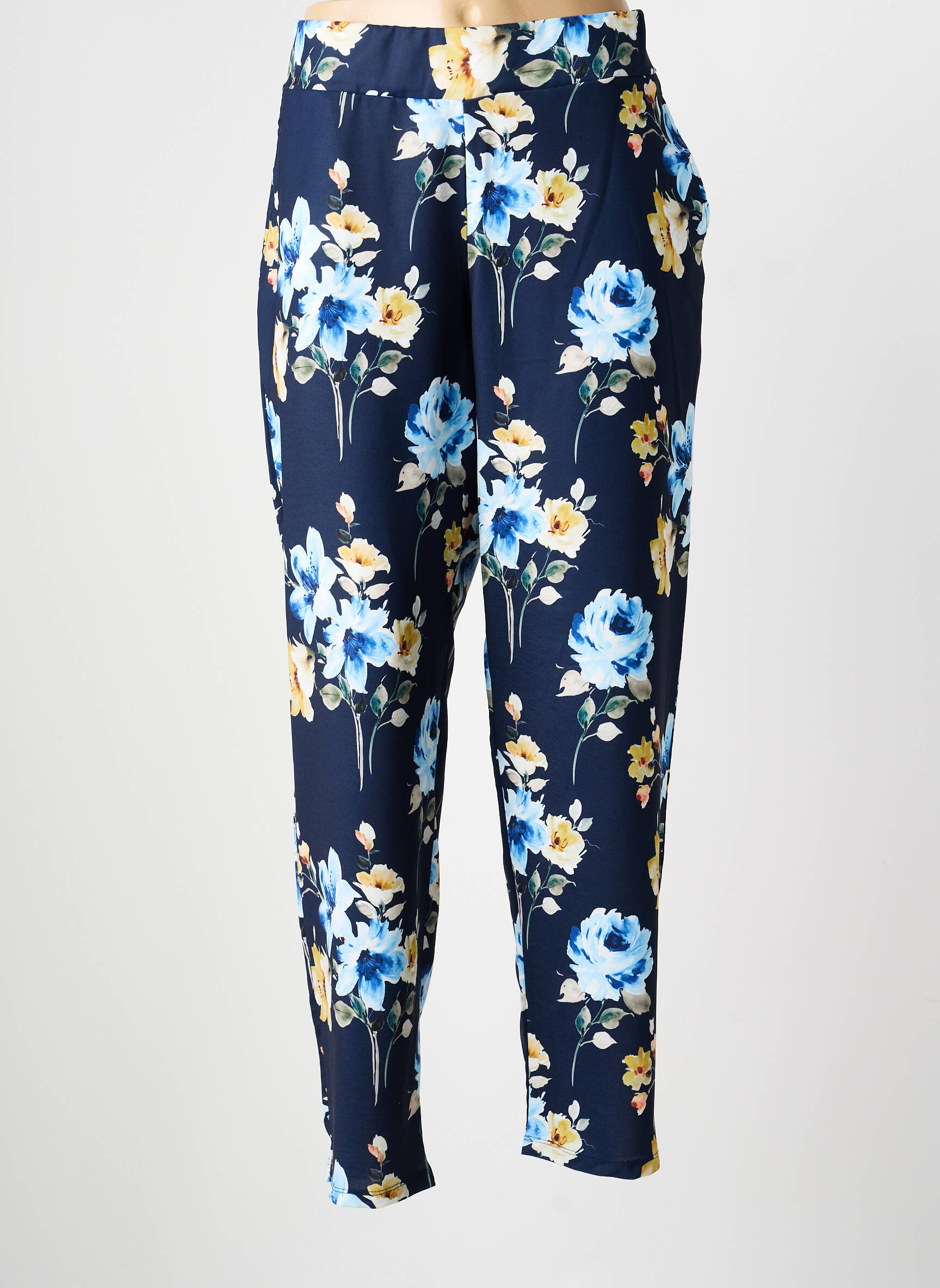 Pantalon slim talie elastică mărime normală albastru GALMALLA femeie