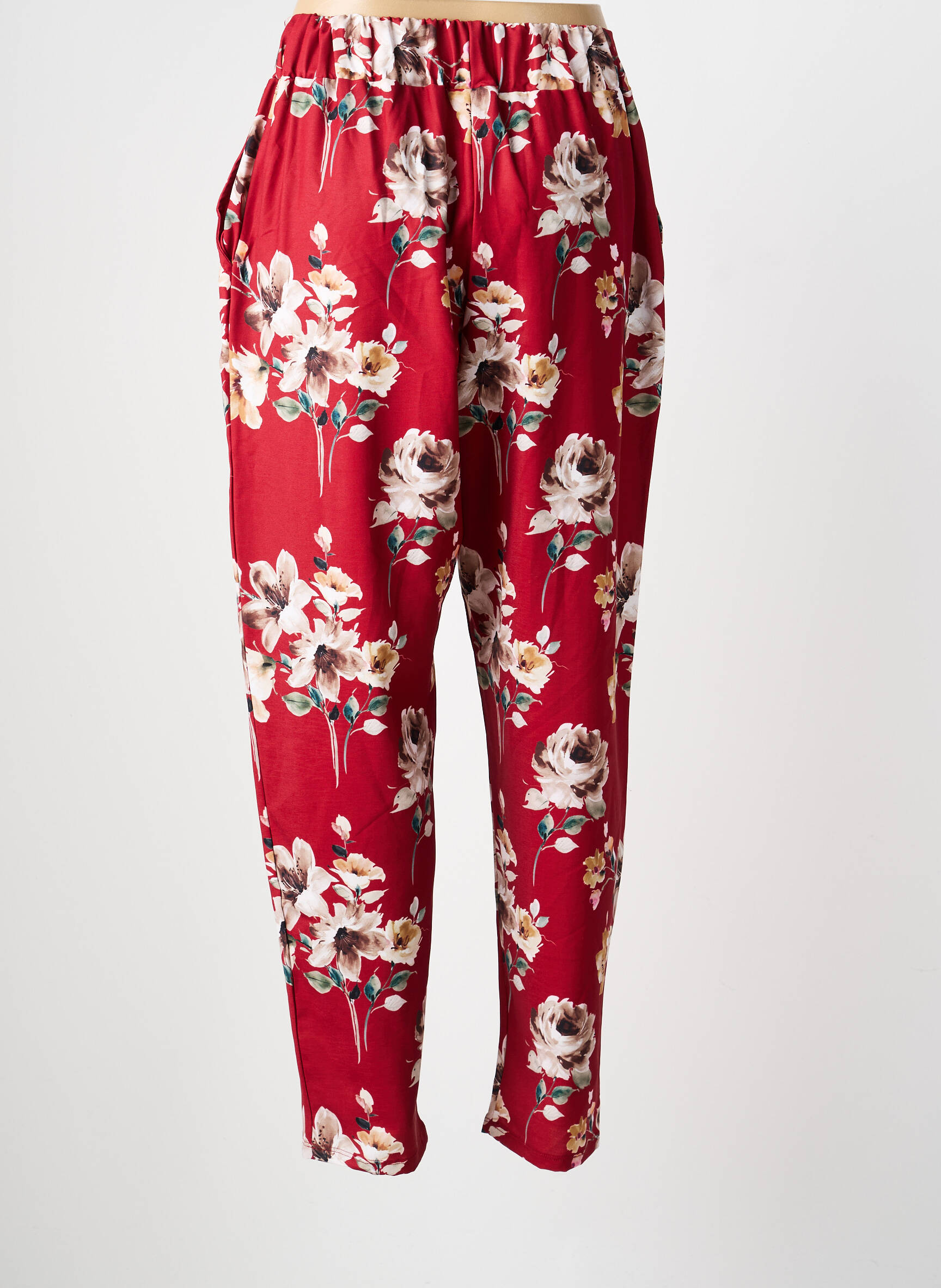 Pantalon slim talie elastică mărime normală roșu GALMALLA femeie