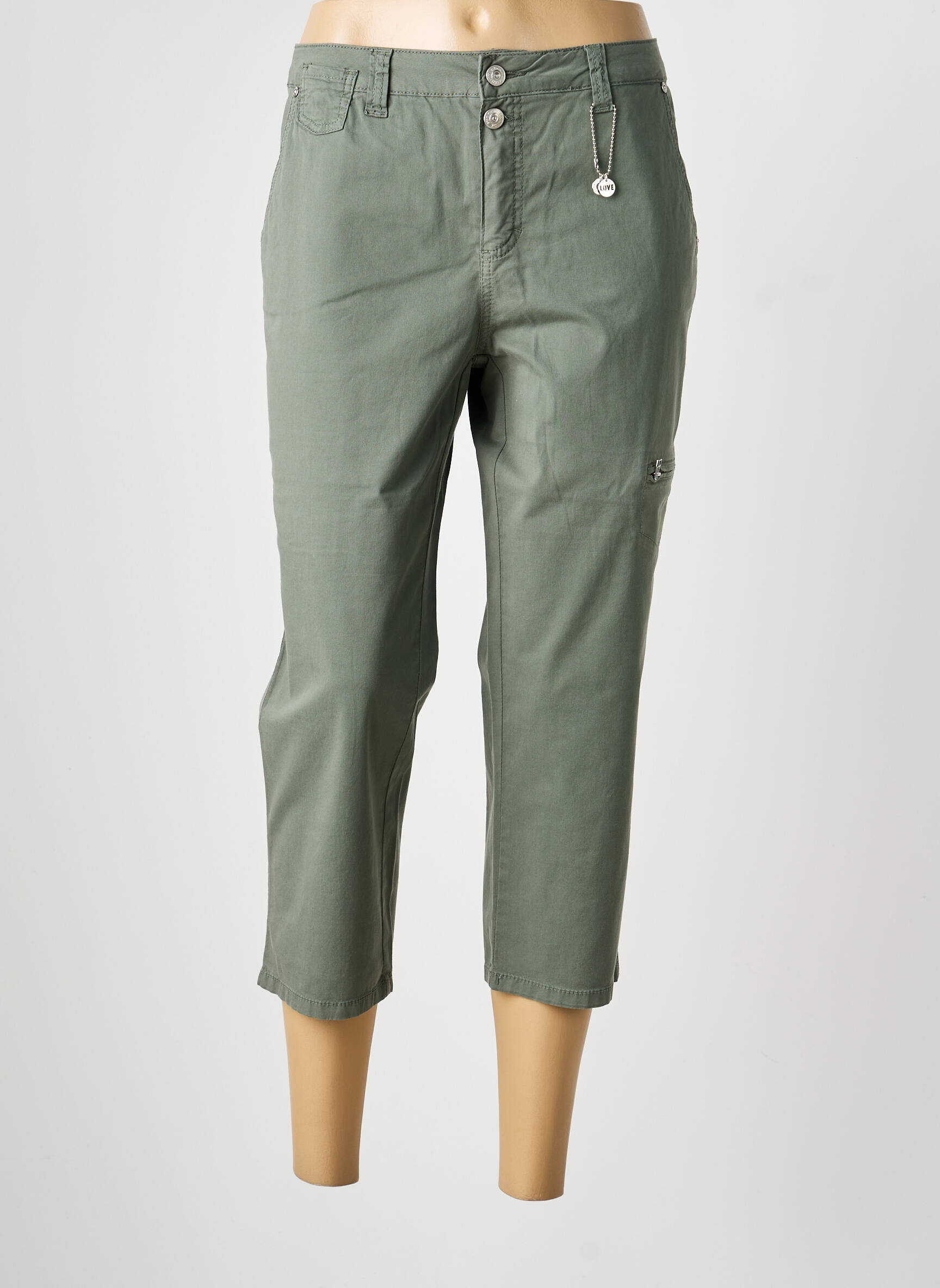 Pantalon trei sferturi elasticitate mărime normală verde ANNA MONTANA femeie