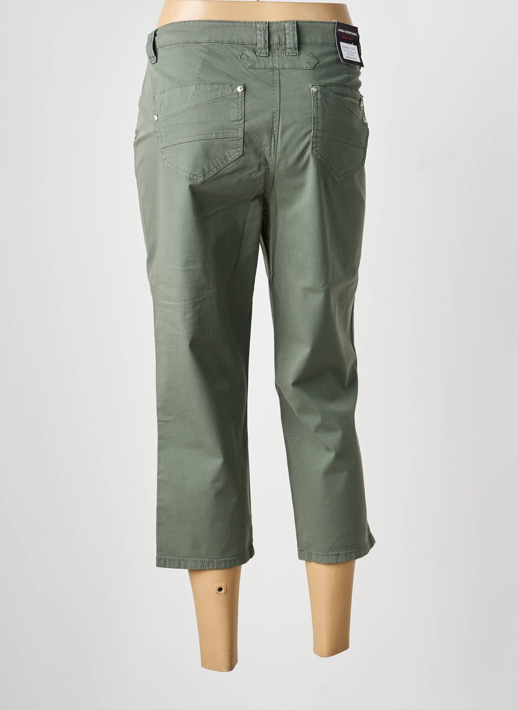 Pantalon trei sferturi elasticitate mărime normală verde ANNA MONTANA femeie