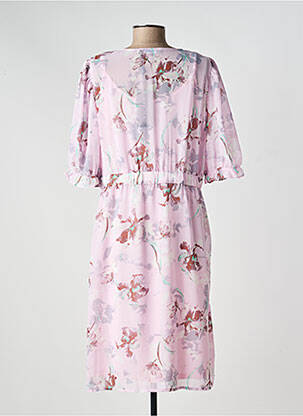 Rochie midi imprimeu floral mâneci 3/4 roz MICHA femeie