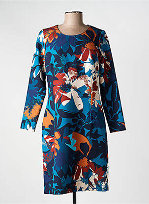 Rochie midi imprimeu fantezie mâneci lungi albastru GREGORY PAT femeie