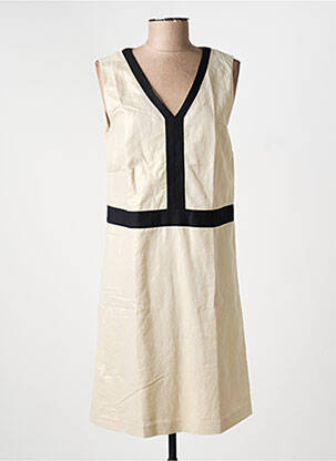 Rochie midi mâneci scurte mâneci scurte bej JULIE GUERLANDE femeie