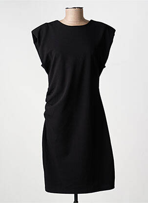 Rochie midi țesătură crep mâneci scurte negru ICHI femeie