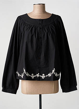 Cămașă țesătură poplin mâneci lungi negru ICHI femeie