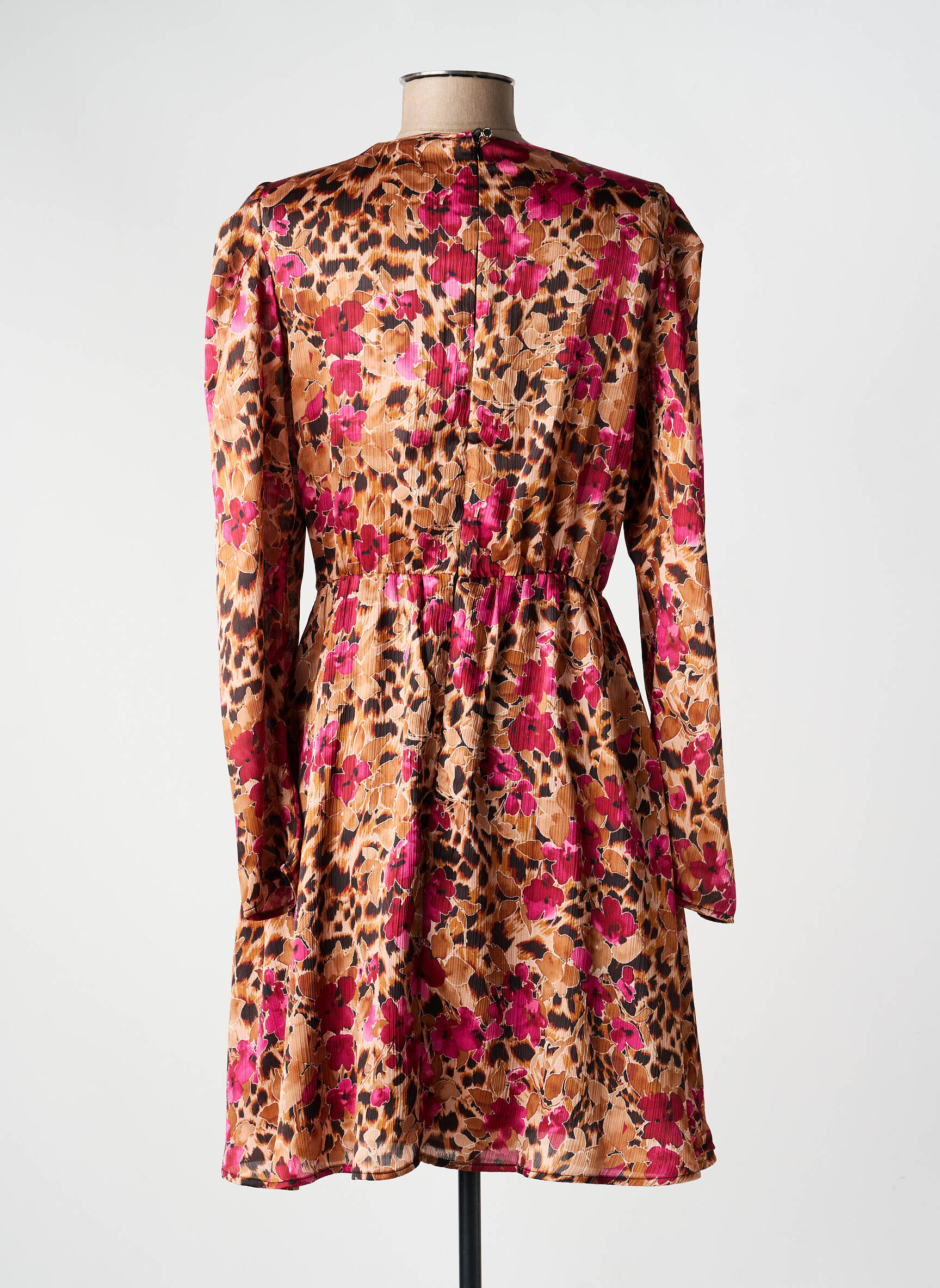 Rochie midi croială fluidă mâneci lungi roz MORGAN femeie
