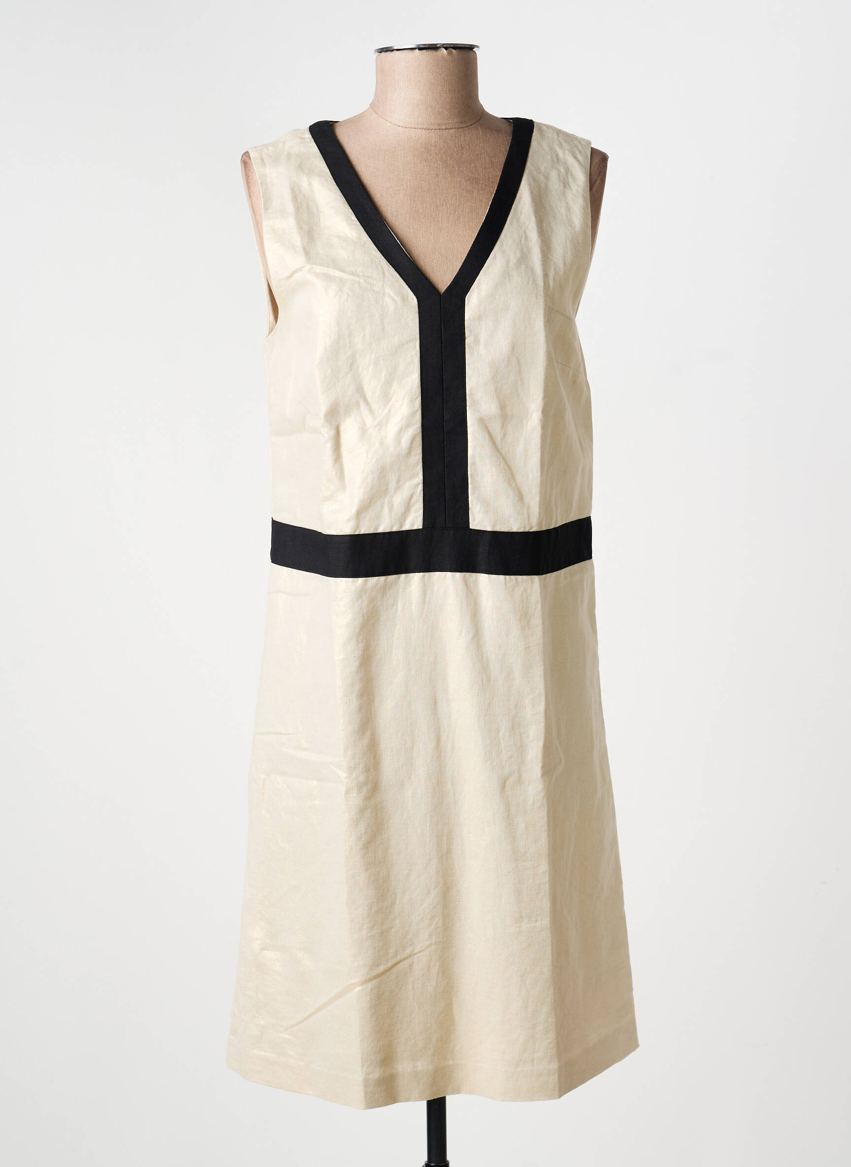 Rochie midi mâneci scurte mâneci scurte bej JULIE GUERLANDE femeie