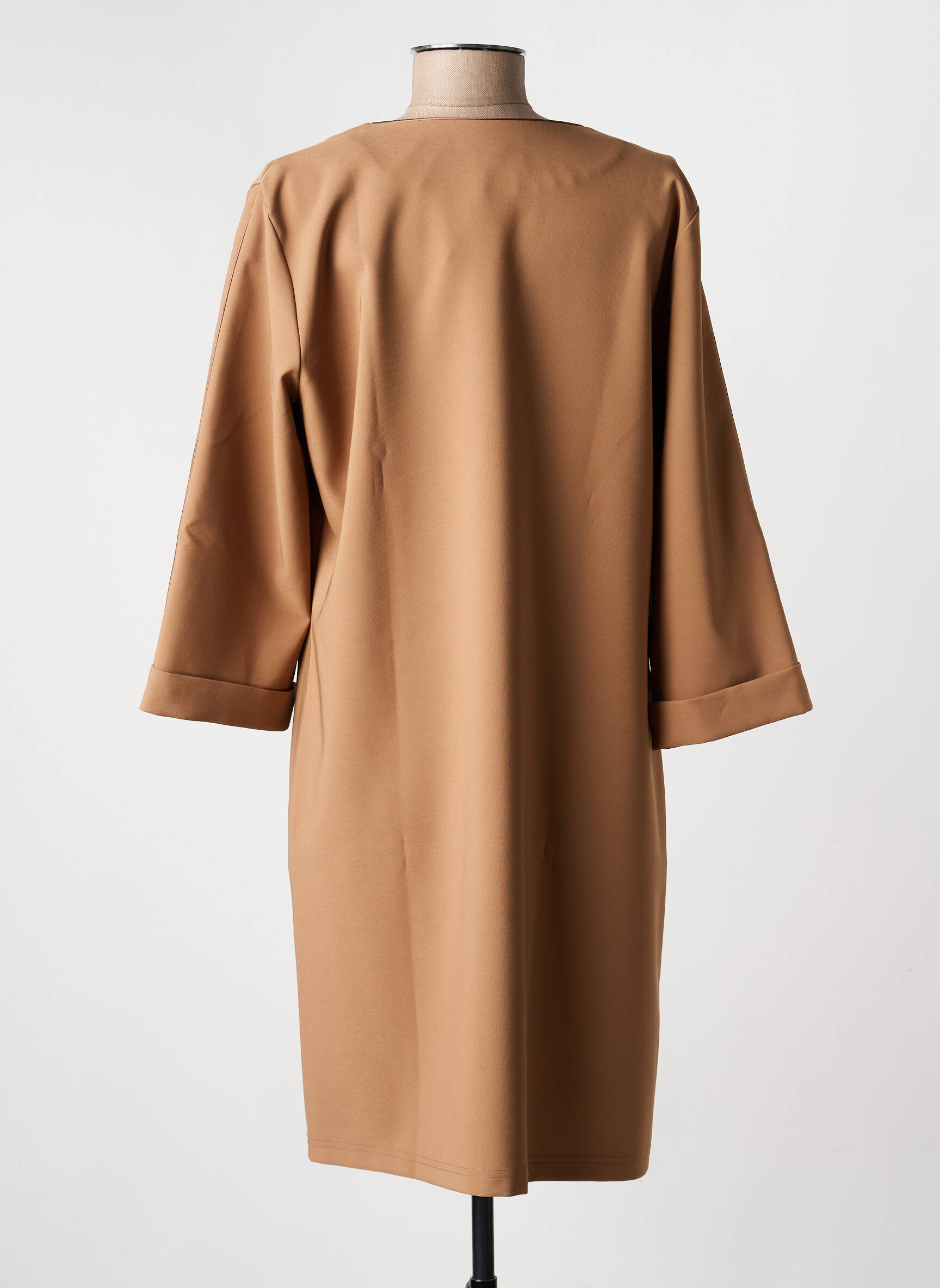 Rochie midi mâneci lungi mâneci lungi maro HALOGENE femeie