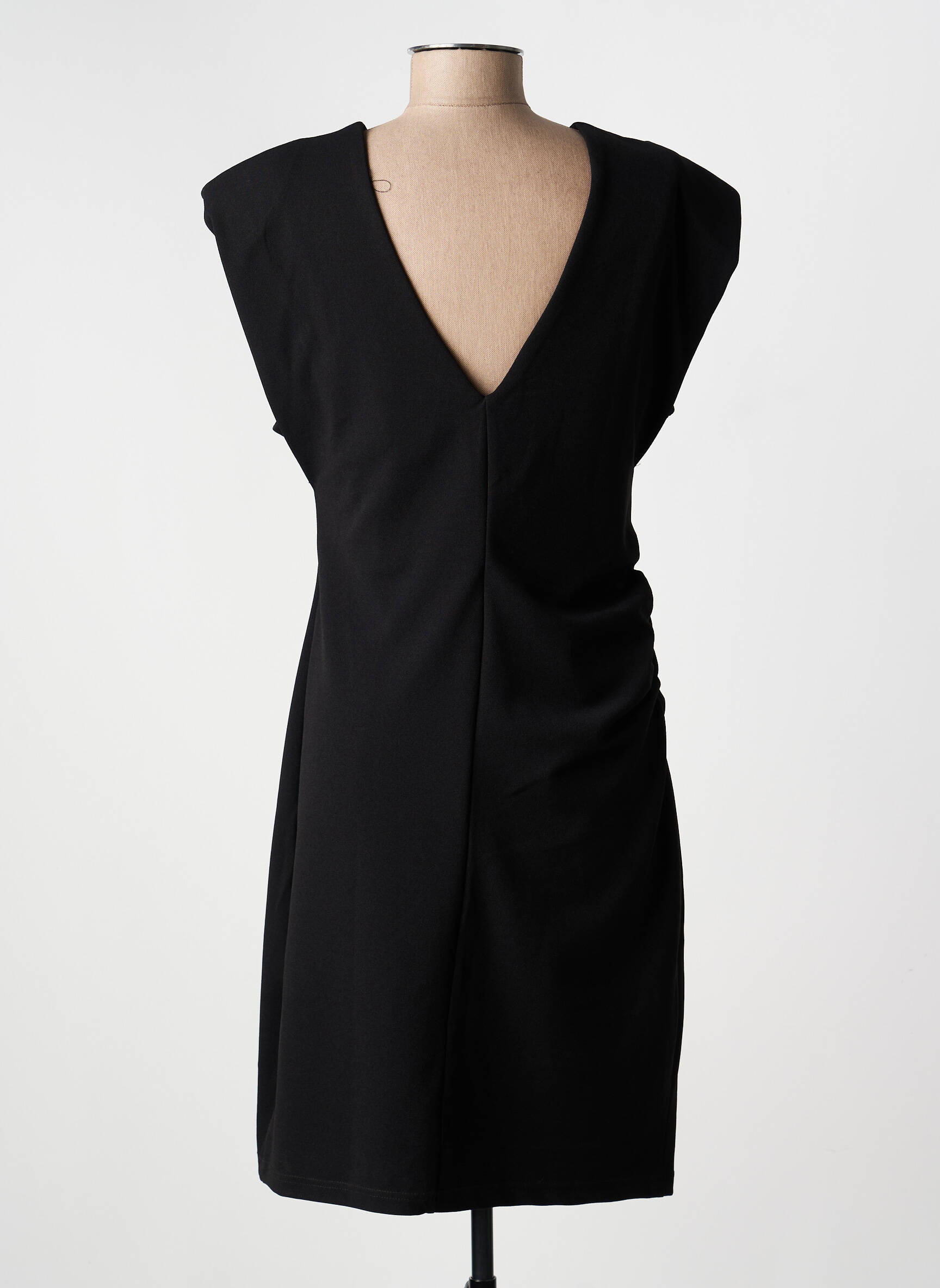 Rochie midi țesătură crep mâneci scurte negru ICHI femeie