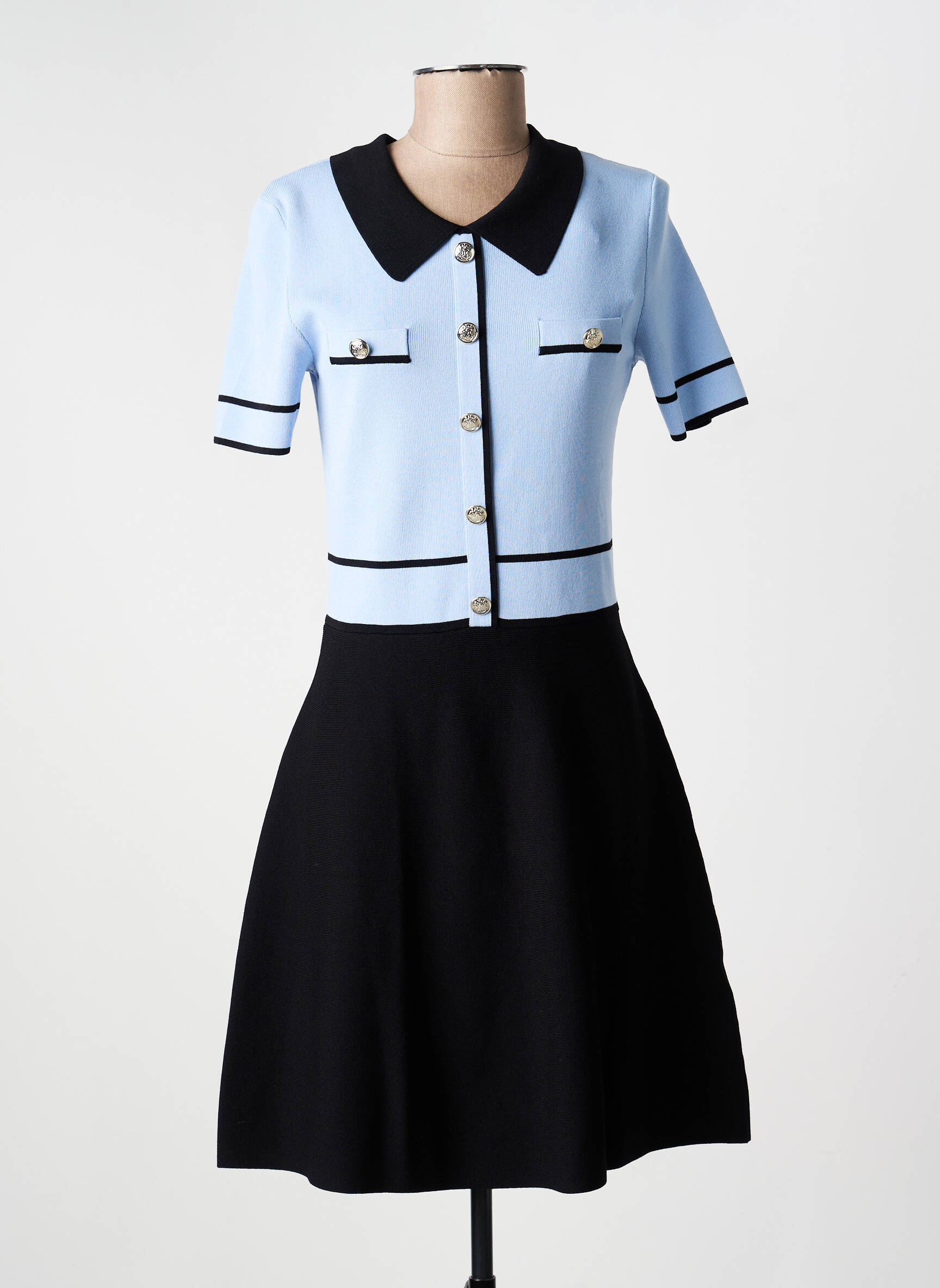 Rochie midi mâneci scurte mâneci scurte albastru MORGAN femeie