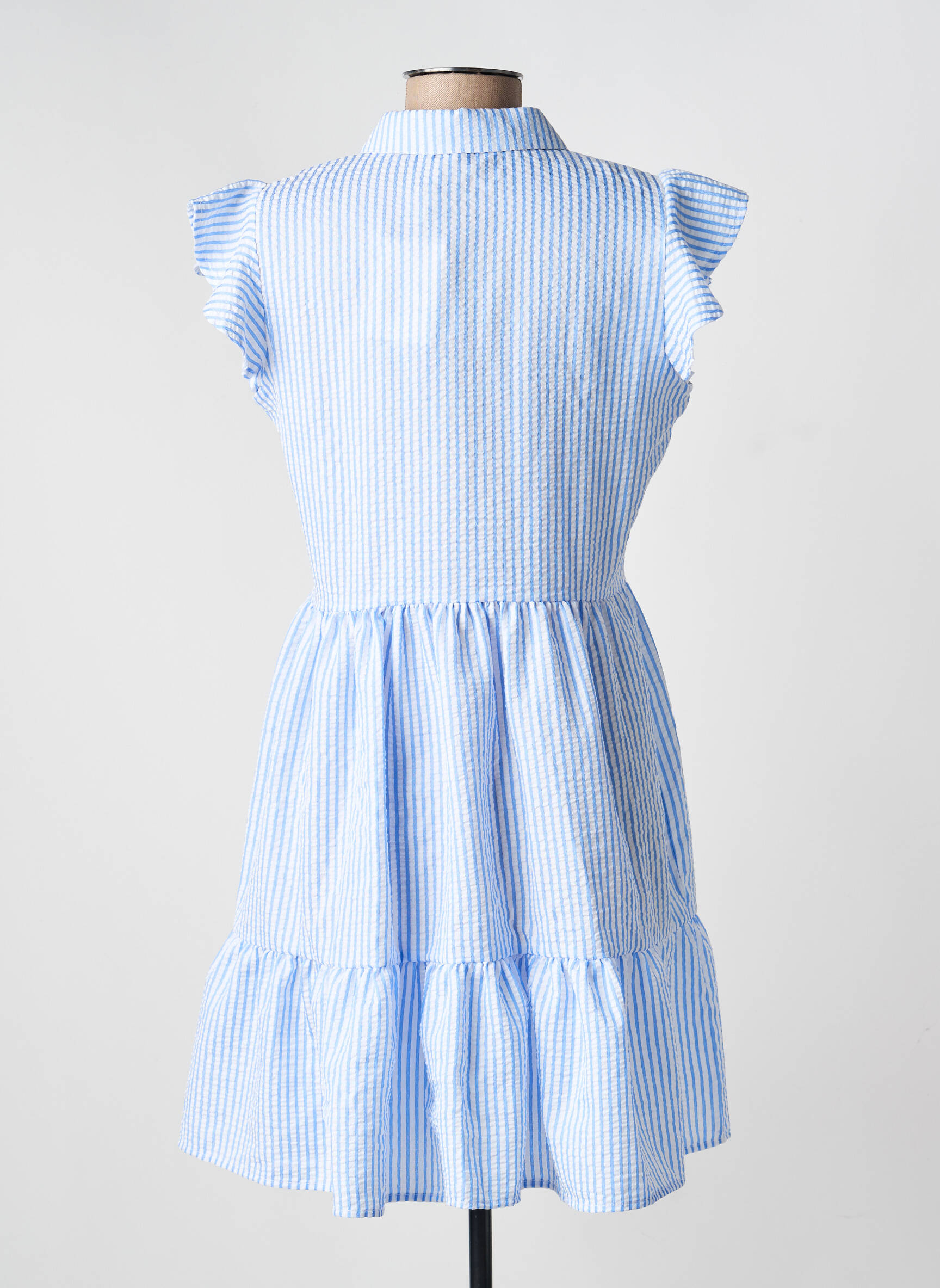 Rochie midi țesătură crep mâneci scurte albastru YSABEL MORA femeie