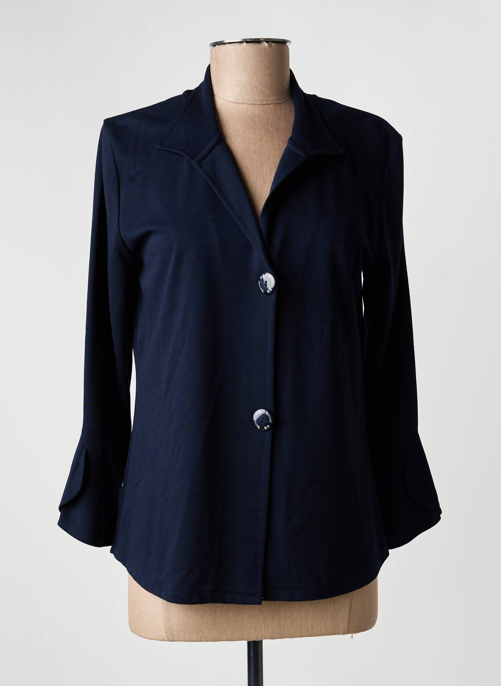 Jachete casual guler tip costum albastru NATURAL femeie