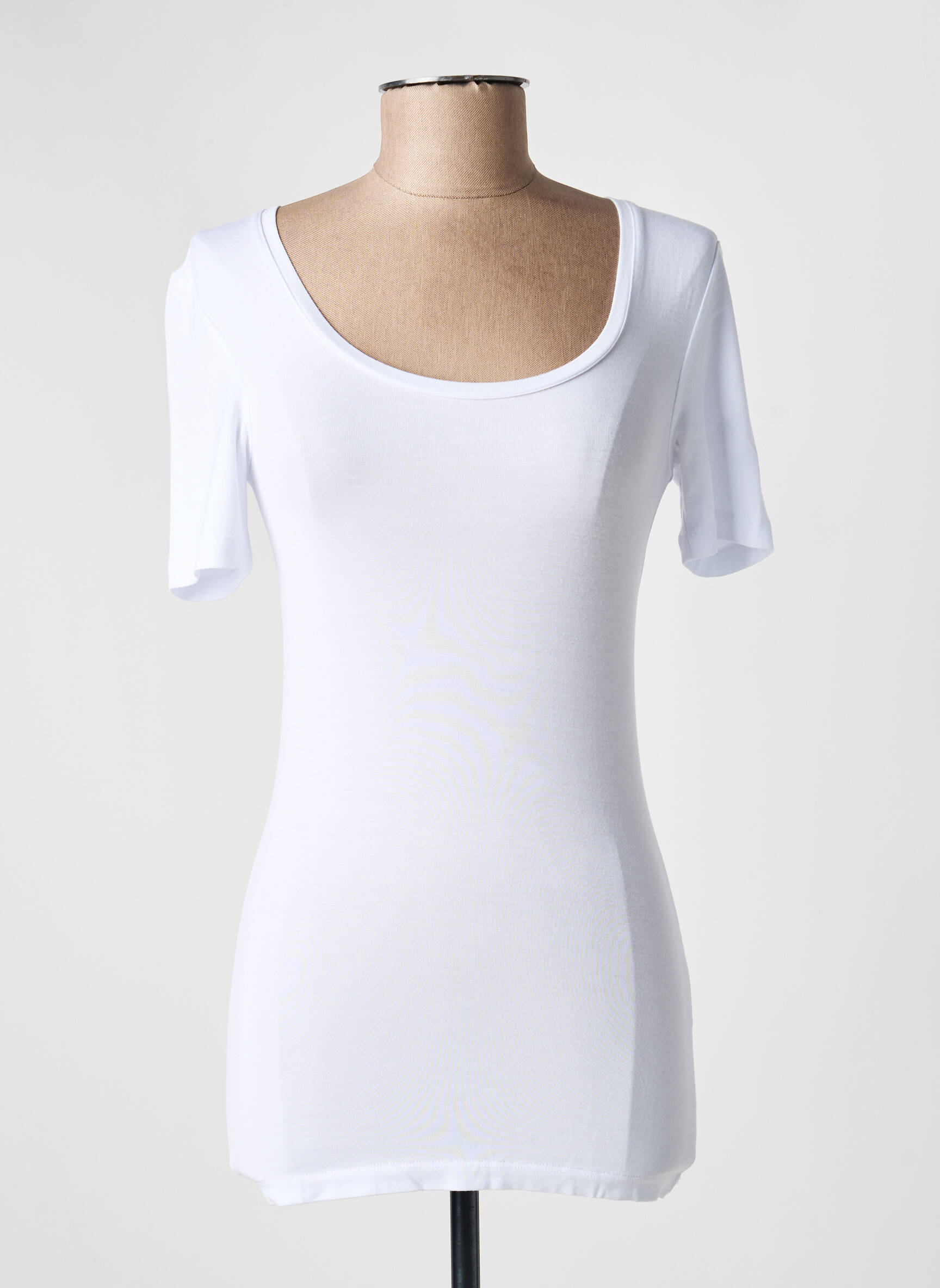 Tricou elasticitate mâneci scurte alb ICHI femeie