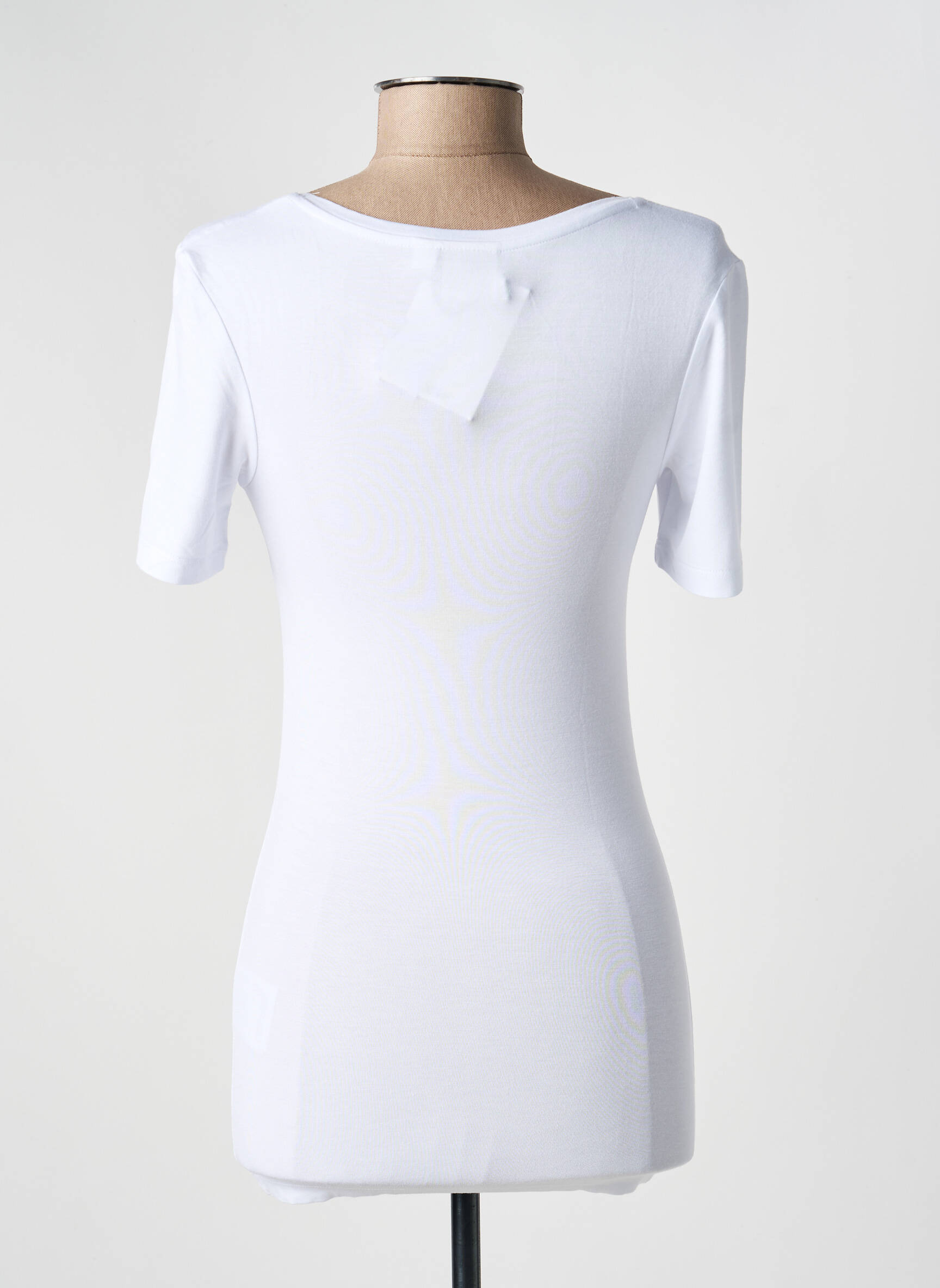 Tricou elasticitate mâneci scurte alb ICHI femeie