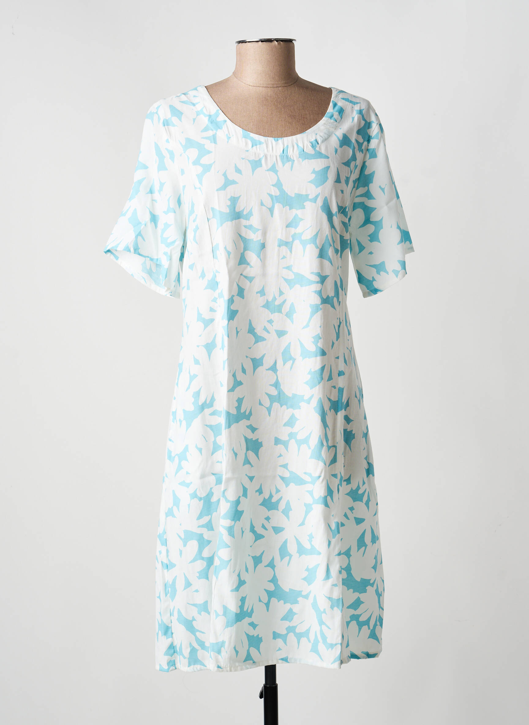 Rochie midi imprimeu floral mâneci scurte albastru AGATHE & LOUISE femeie