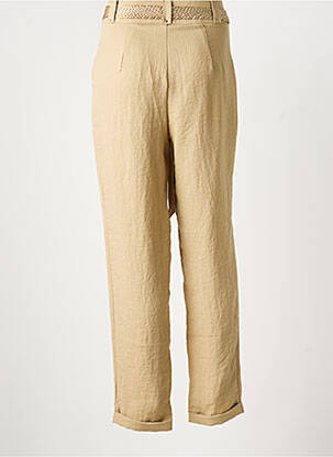 Pantalon drept închidere cu fermoar sub clapetă cu cârlig bej MORGAN femeie