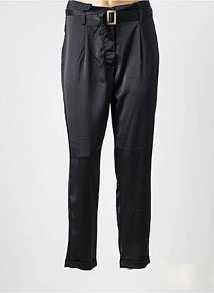 Pantalon drept închidere cu fermoar sub clapetă cu nasturi negru LCDN femeie