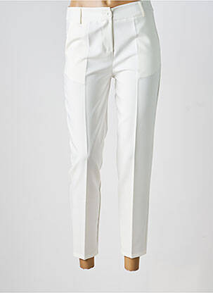 Pantalon 7/8 închidere cu fermoar sub clapetă cu nasturi alb COULEURS DU TEMPS femeie