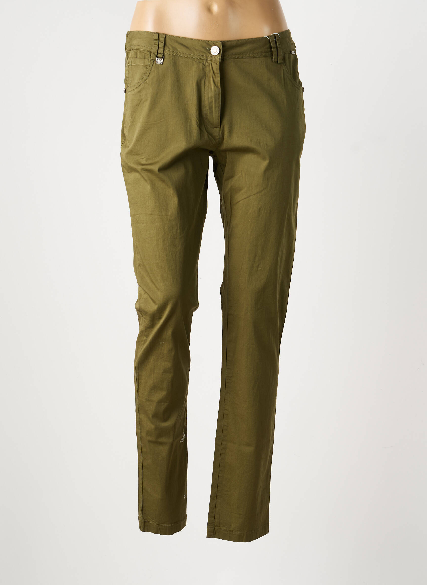 Pantalon slim buzunare verde AGATHE & LOUISE femeie