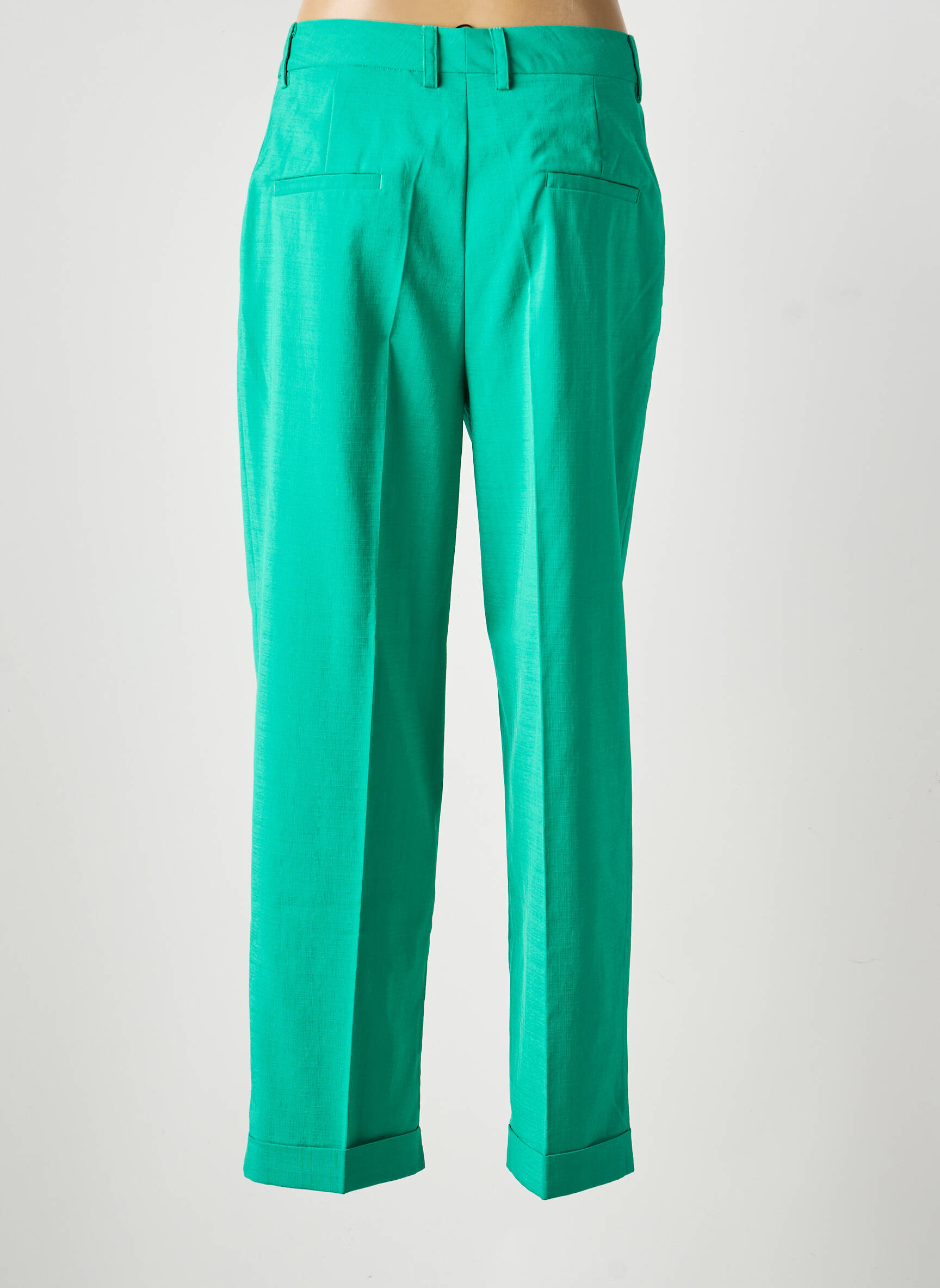 Pantalon drept închidere cu fermoar sub clapetă cu cârlig verde MORGAN femeie