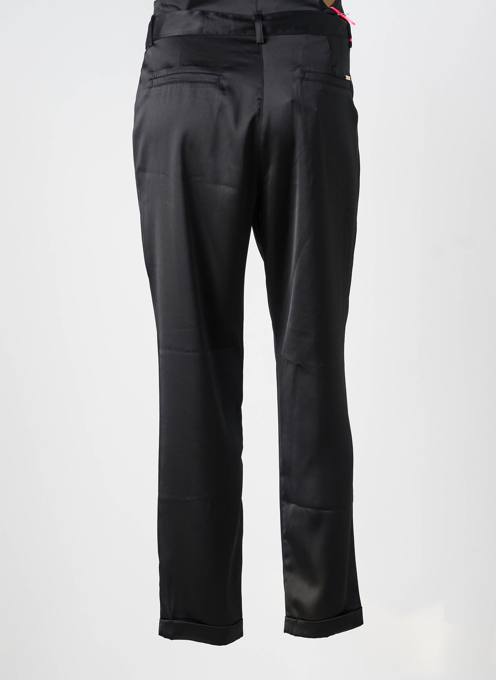 Pantalon drept închidere cu fermoar sub clapetă cu nasturi negru LCDN femeie