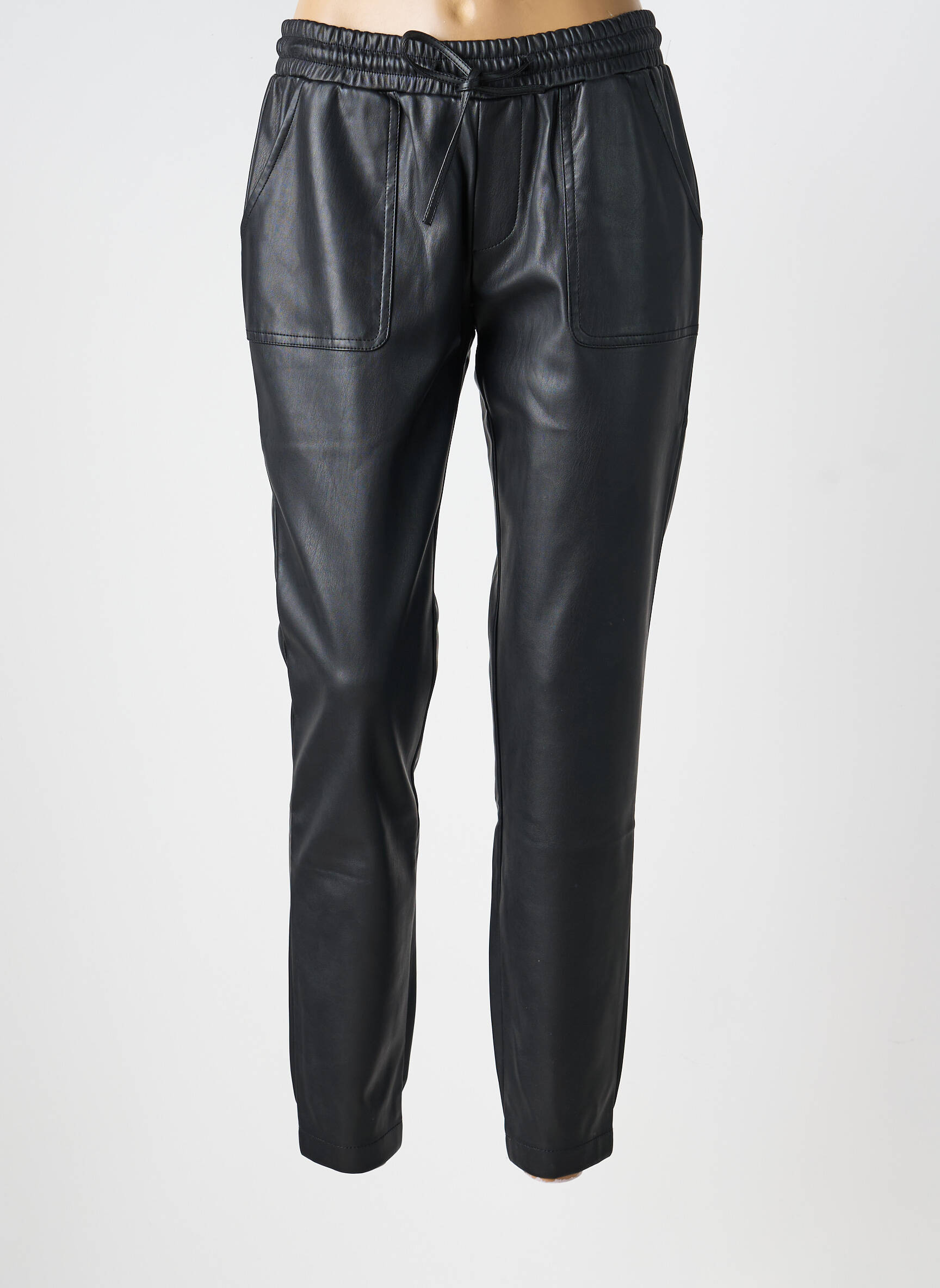Pantalon slim talie elastică negru MORGAN femeie