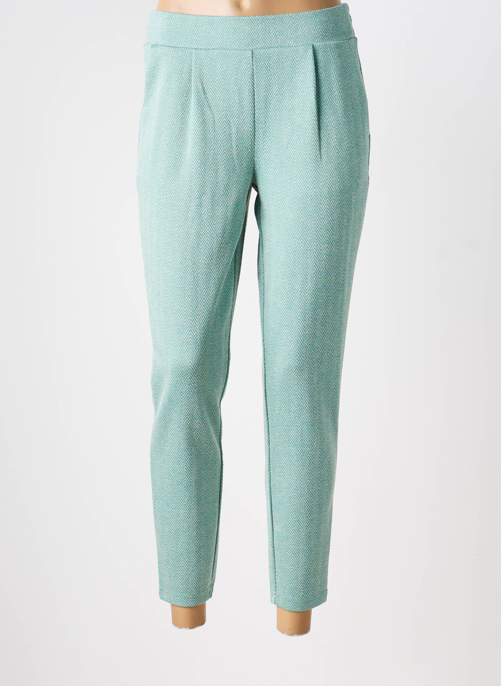 Pantalon 7/8 talie elastică verde ICHI femeie