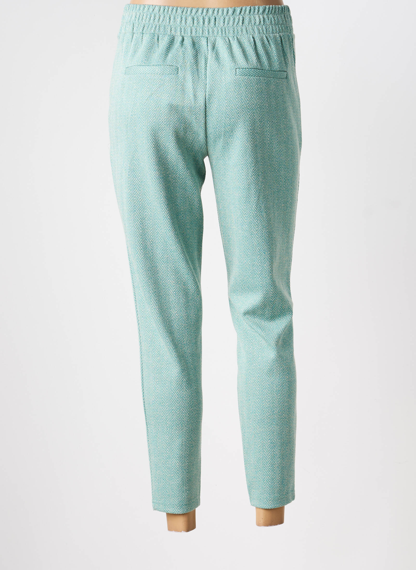 Pantalon 7/8 talie elastică verde ICHI femeie