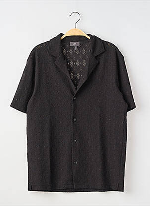 Cămașă cu mâneci scurte guler tip costum negru H&M bărbat