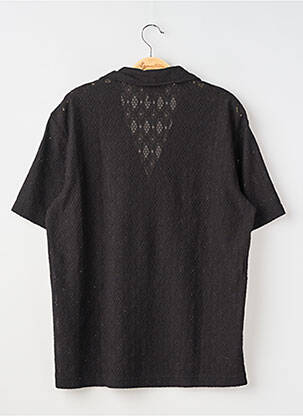 Cămașă cu mâneci scurte guler tip costum negru H&M bărbat