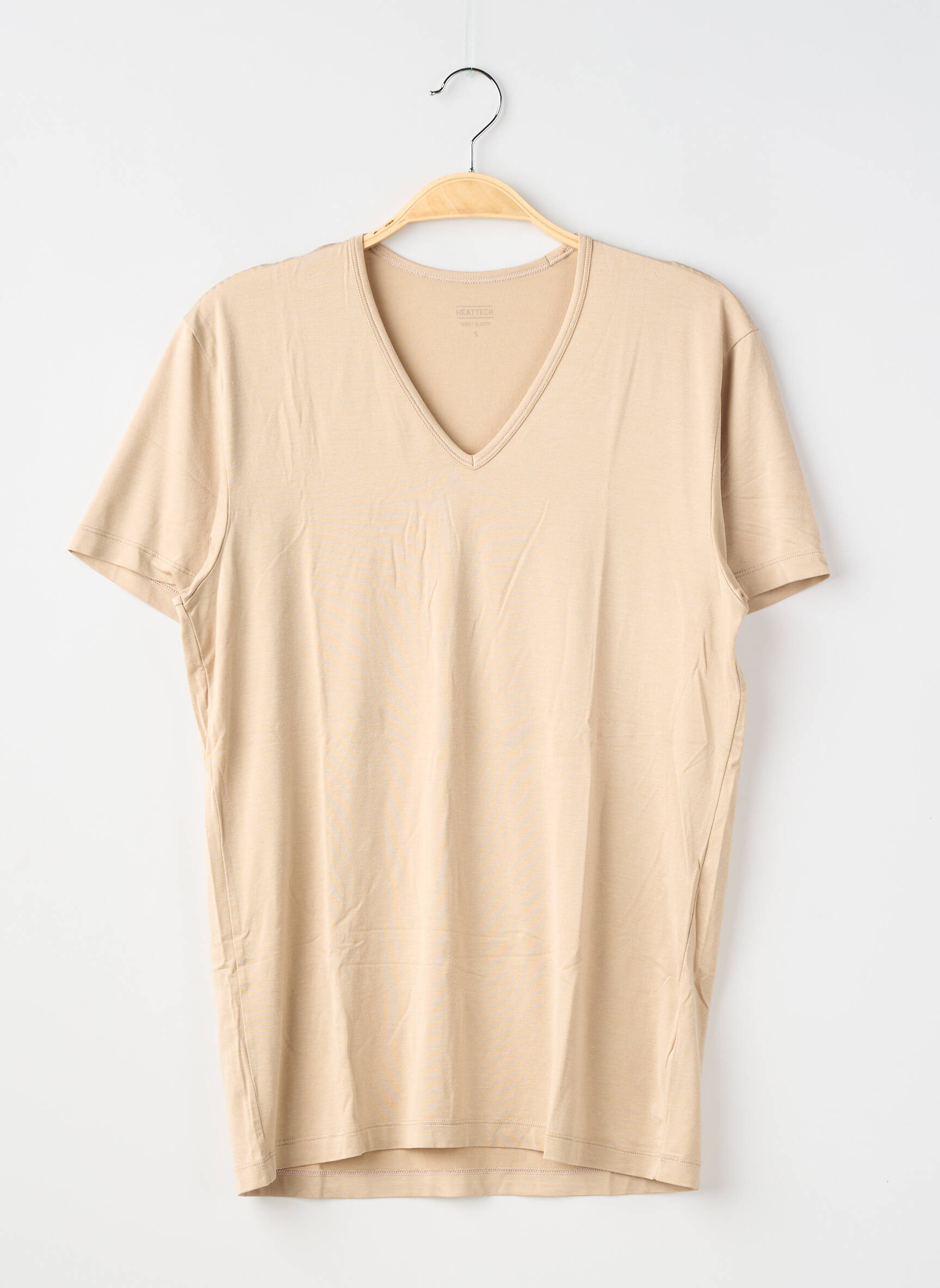 Tricou croială dreaptă mâneci scurte bej UNIQLO bărbat