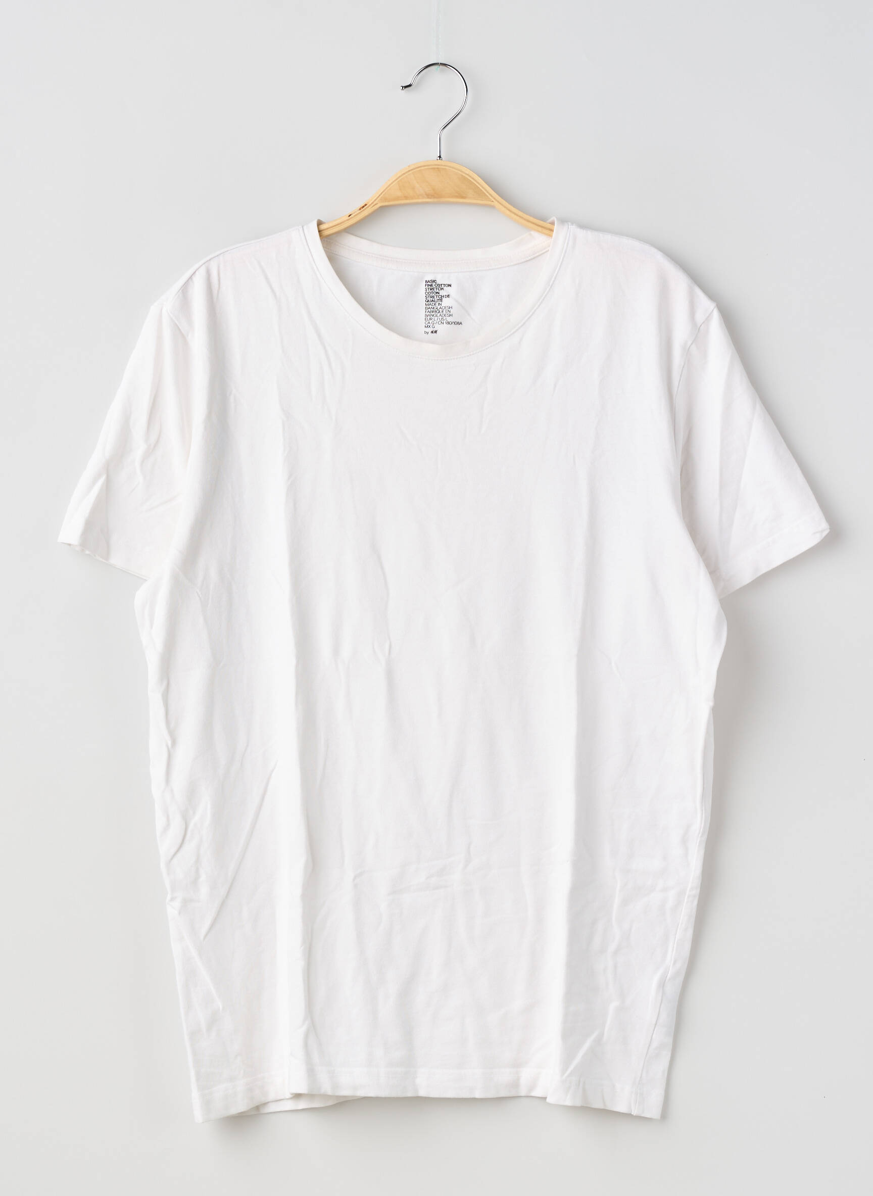 Tricou croială dreaptă mâneci scurte alb H&M bărbat