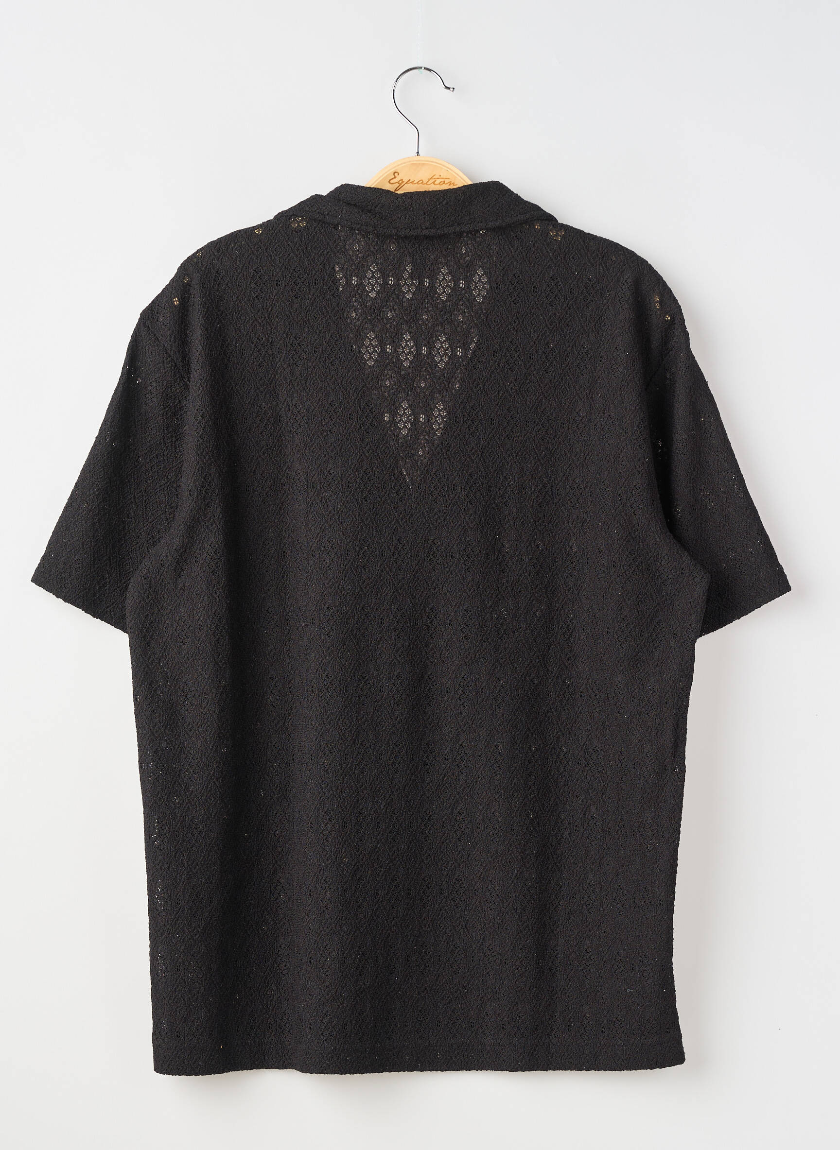 Cămașă cu mâneci scurte guler tip costum negru H&M bărbat