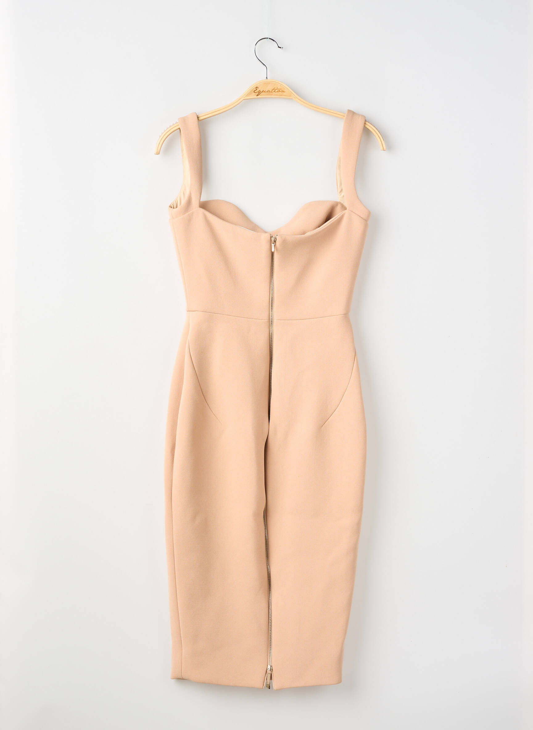 Rochie midi închidere cu fermoar la spate bretele subțiri bej VICTORIA BECKHAM femeie