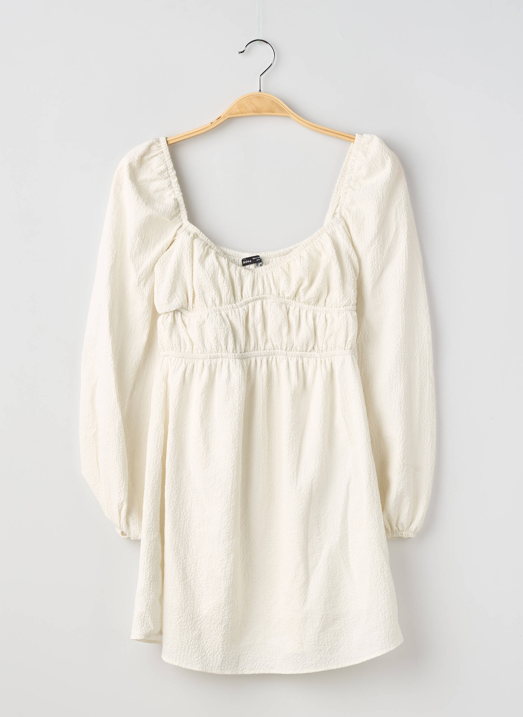 Rochie scurtă croială evazată mâneci lungi alb BERSHKA femeie